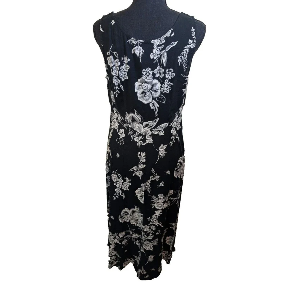 All That Jazz Vintage Maxi Dress Floral 90s Black White Style A13894 Size 11/12